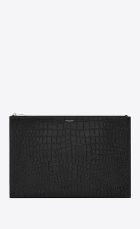SAINT LAURENT Saint Laurent Paris SLG E saint laurent paris zipped document holder in black crocodile embossed leather a_V4